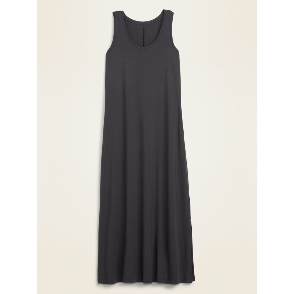 Jersey-Knit Maxi Tank Dress w/ pockets, S Tall, Grey